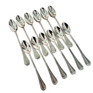Lenox Barlowe Ice Tea‎ Spoons Set of 12 18/10 Glossy Hammered Stainless Steel
